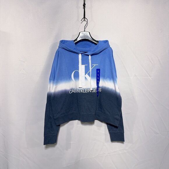 Calvin Klein Jeans Women’s Pullover Long Sleeve Hoodie Sweatshirt Blue Navy L - Picture 1 of 11